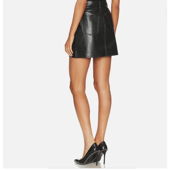 AGOLDE Black Criss Cross Recycled Leather Mini Skirt in Detox - Size 25/XS - Picture 6 of 16